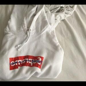Supreme Cdg white box logo hoodie Sz.M